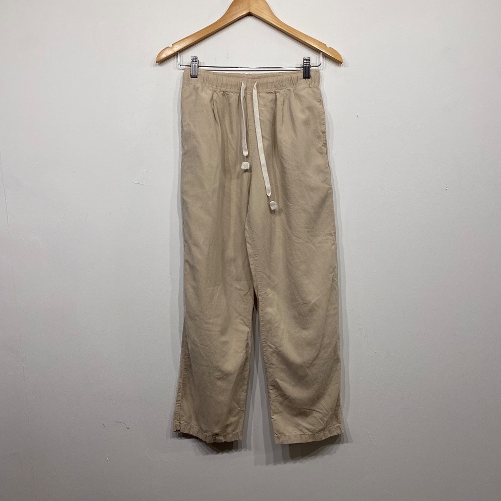 Uniqlo Beige Drawstring Waist Straight Leg Light Weight Pants Size Small